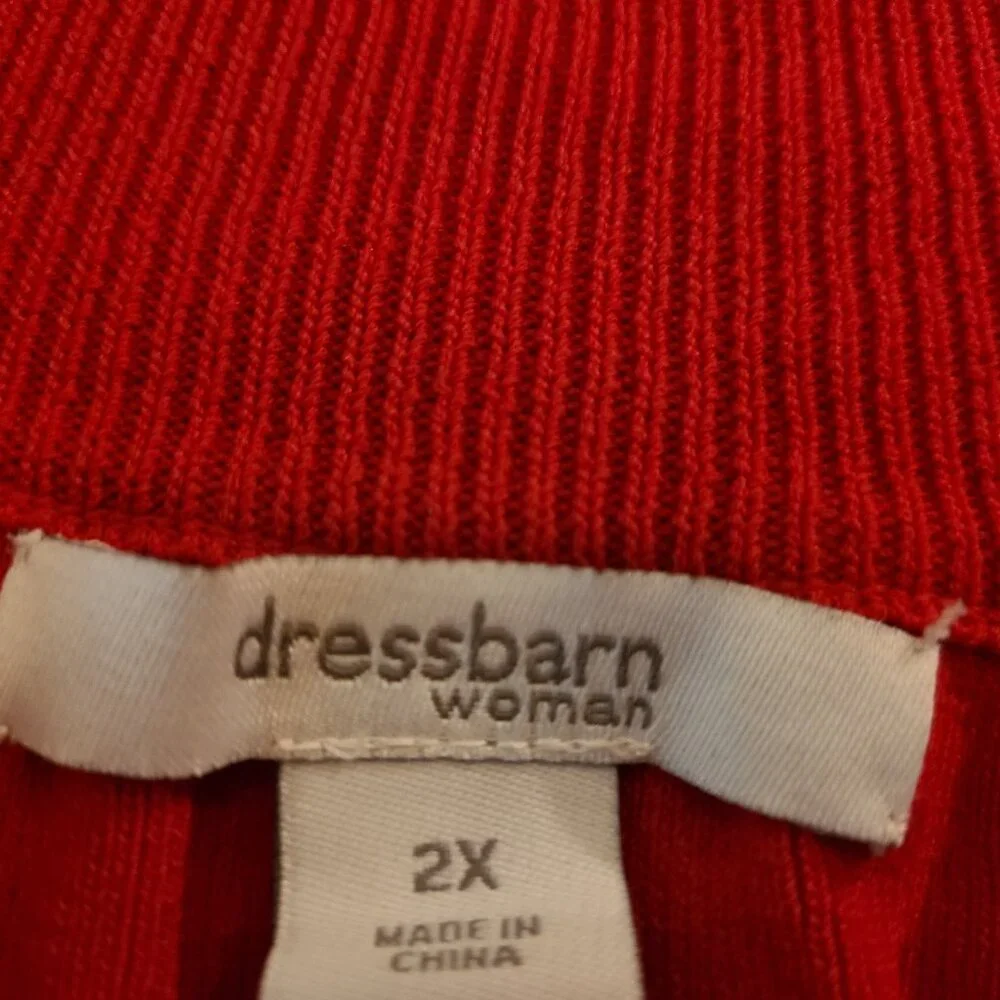 Dress Barn Cropped Short Sleeve Red Sweater Cardigan 2X - Picture 2 of 2